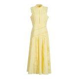 Temperament Lady Style Dress 2025 New Sleeveless Collar Lace Hollow Waist Lotus Leaf Side Gentle Dress Girl