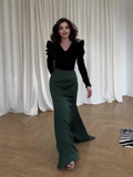 Autumn Fashion Temperament Velvet Splicing V-Neck Intellectual Belt Long Dress