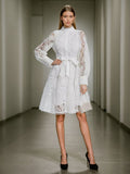 Retro Court Dress Women's Dress 2025 Early Spring New Lace Embroidery Jed Flower Collection Waist Thin Skirt