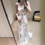 Oil/8 Colors 2025 Elegant Hanging Neck-Luck Holiday Flowers Unique Special Beach Dress
