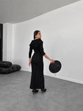 Fashion Knitted Solid Color In Autumn 2024 V-Neck Bag Hip Dress