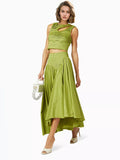 2025 New Folded Holed Blouse Irregular Skirt Dress Suit