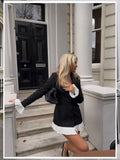 Spring And Summer Waist Black And White Bump Color Pressure Folding Folding Temperament Suit Dress Short Dress LX0115
