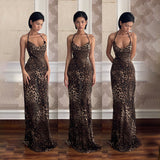 Sling Collar Sexy Bare Back Leopard Dress Summer New Temperament Dress DJPT