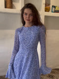 White-Wave Dot Splicing Lotus Leaf Sleeve Doll Collar Sweet Long Sleeve Thin Small Dress