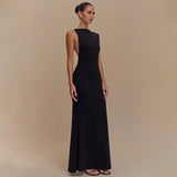 2025 New Solid-Color Sleeveless Roll-Free Backpack Hip Dress