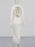 Temperament Famous Wind Dress 2025 New Round Neck Chest Hollow High-End Long-Sleeved Knitted Dress