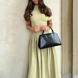 Women's Summer Round Neck Short Sleeve Splicing Irregular Pressure High-Waisted Skirt