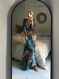 East Autumn 2024 New Folds To Receive Thin Waist Exotic Style Long Sleeve Long Dress Dress Woman