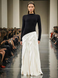 Temperament Long Dress Women's Dress 2025 Spring New Irregularly Pressed Folded Long-Sleeved Thin Dress Woman