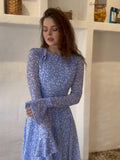 White-Wave Dot Splicing Lotus Leaf Sleeve Doll Collar Sweet Long Sleeve Thin Small Dress