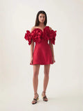 Niche 2025 Spring New One-Word Hand-Caught Nailed Three-Dimensional A Dress Dress Women