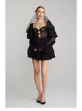 Summer New French Design Hollow Short Romantic Lace Splicing Princess Dress