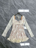 Spring And Summer Vietnamese Small Sexy Low-Breasted Lace Little Man Dating A-Word Skirt
