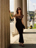 Three-Dimensional Flower Women's Bandage Evening Dress Skinny Temperament Party Party With Hip Dress