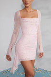 Pink Sexy High-End Pearl Skirt HZ0628