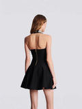 French Hanging Neck Banding Dress Beautiful High-End Feel Party Small Dress