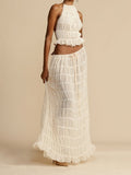 Design Folding Top Sexy Back Hanging Neck Sling Skirt Two Sets HZ0628