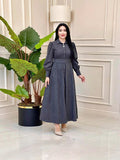2024 New Elegant Temperament Belt Belt Solid Color Collar Dress