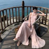 New Summer Photo Wearing Hanging Neck Beach Dress Sanya Seaside Holiday Dress Woman