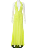 Women's Summer New Solid Color Hanging Neck Sleeveless Back Sexy Dress Woman DJPT