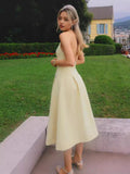 Summer Women's New Temperament Hanging Neck Solid Color Elegant Sexy Dress
