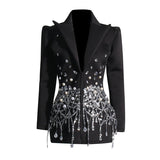 Suit Dress 2025 Spring New Famous Heavy Industry Water Drill Inlaid Decorative Design Dress