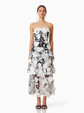 New Flower Three-Dimensional Decoration Solid Color Tarnish Sleeveless Long Dress Woman