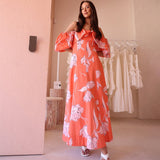 2025 New Solid Color Lantern Sleeve Bra Graffiti Loose Back Loose Dress