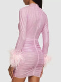 Early Autumn Designer Fashion Fashion Eye-Catching Hot Ostriches Cuffs To Repair The Hip Dress Dress
