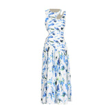 Sexy Wind Niche Design 2025 Summer Collar Hollow Folded Women's Dress In The Long Solid Color Folds