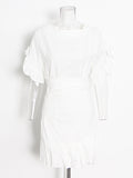 Trend Style Dress 2025 Spring New Petal Sleeves With Irregular Short Skirts