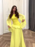 2024 Fashion Temperament Horn Sleeve Long-Sleeved Lotus Leaf Design Sense Court Style Dress