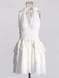 Women's Fashion Dress 2025 Spring New Women's Dress V Hanging Neck Sexy Embroidery Short Dresses