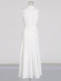 Temperament Lady Style Dress 2025 New Sleeveless Collar Lace Hollow Waist Lotus Leaf Side Gentle Dress Girl