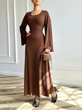 French Elegant U-Neck Solid-Colored Belted In Autumn 2024