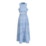 Holiday Wind 2025 New Round Collarless Bare Waist Vest High Waist Half-Dress Embroidered Two Sets Of Women