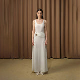 Party Solid Dress Dress 2025 Summer New Sling Folded Metal Buckle Splicing Dress