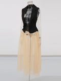 Small Red Carpet Mesh Splicing Long Top 2025 New Women's Summer Shirt Hit The Color Of The Famous Woman's Coat