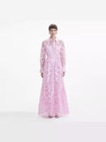 2024 Australian Fashion Elegant Collar Lantern Sleeve With Belt Embroidered Air Dress Dress