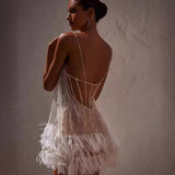 Party Dress Sexy Bare Back Skirt Layered Tuxedo Mesh Beads Sling Skirt