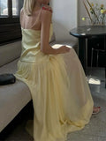 French Sexy Folding Solid-Colored Chiffon Dress In Summer 2024