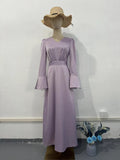 Temperament Retro V-Neck Age-Retracted Bubble Sleeve Long-Sleeved Collared With Long Sleeve Dress