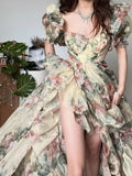 Yellow-Bottomed Colorful Rose Wedding Dress 2025 New Dress Dress Dress Dress HZ0628