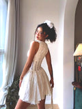 Design Embroidery Waist Temperament Thin Dress 2024 Summer Pure Sexy Hollow High Waist Fluffy Skirt