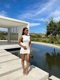 Dress 2024 Summer New White Collar Sleeveless Short