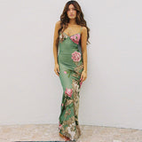 Sling V-Neck Print Sexy Body Dress Summer Holiday Hot Girl Dress Dress Girl DJPT