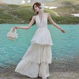 Design Sense Niche Sleeveless Hanging Neck Dress Fairy Summer Seaside Holiday Dress