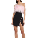 2024 New Breast-Boosted Hump Bird Woolen Dress Dress Dress Dress Dress For Sexy Forked Diamond