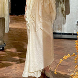 Folded Design Dress Dress Dress Female French Holiday Atmosphere Sling Skirt Two Sets